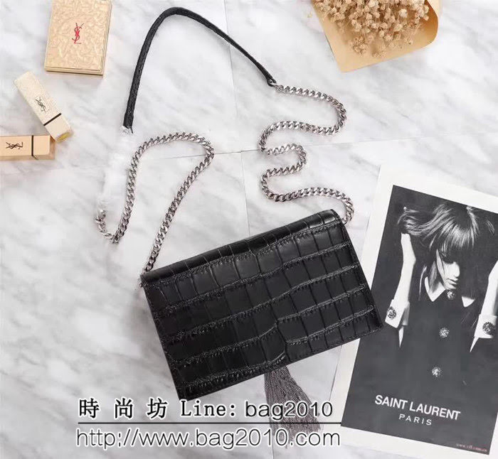 YSL聖羅蘭 爆款 鱷魚紋Saint Laurent 黑色鏈條包 26817-1 YAS1145